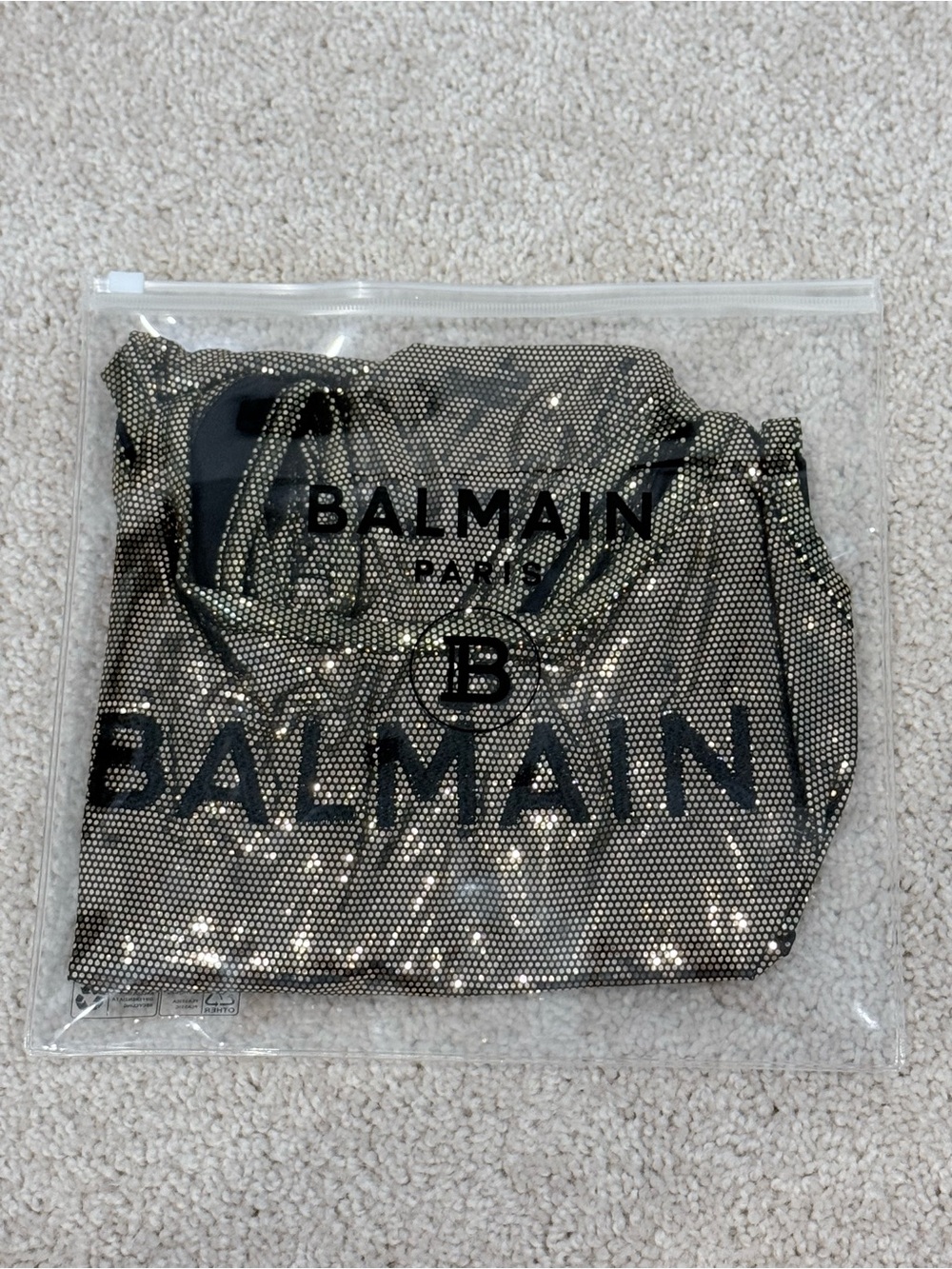 Balmain Metallic Gold Sequin One-Piece Swimsuit - Picture 3 of 5